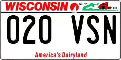 WI license plate 020VSN