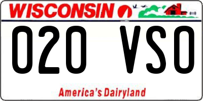 WI license plate 020VSO