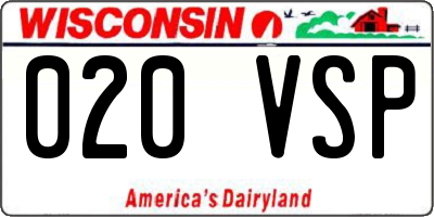 WI license plate 020VSP