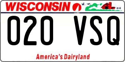 WI license plate 020VSQ