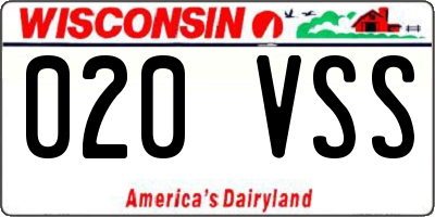 WI license plate 020VSS