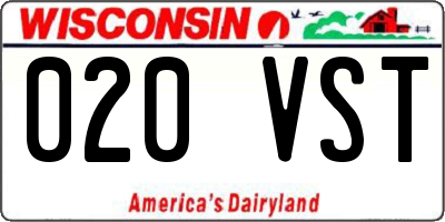 WI license plate 020VST