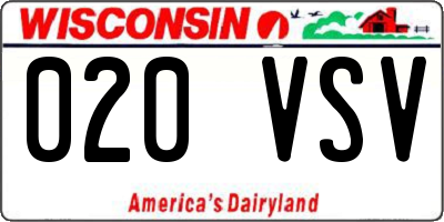 WI license plate 020VSV