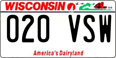 WI license plate 020VSW