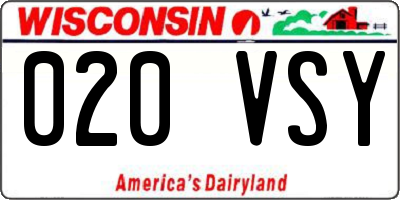 WI license plate 020VSY