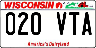 WI license plate 020VTA