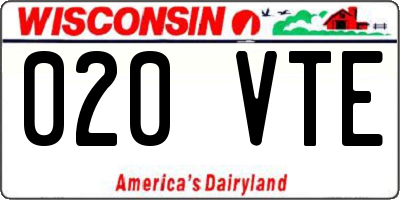 WI license plate 020VTE