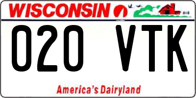 WI license plate 020VTK