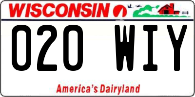 WI license plate 020WIY