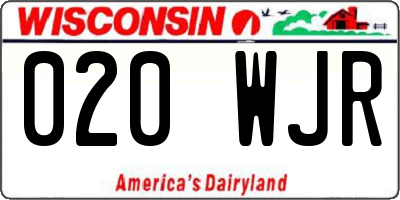 WI license plate 020WJR