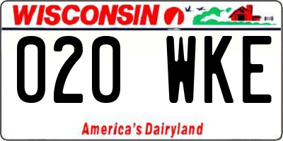 WI license plate 020WKE