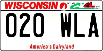 WI license plate 020WLA