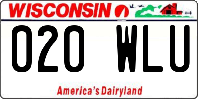 WI license plate 020WLU