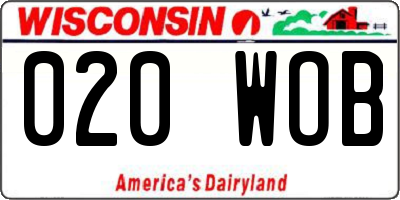 WI license plate 020WOB