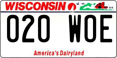 WI license plate 020WOE