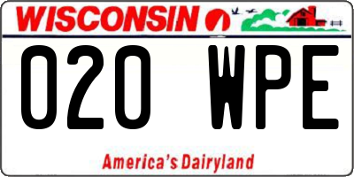 WI license plate 020WPE