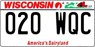 WI license plate 020WQC