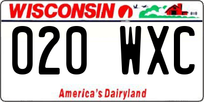 WI license plate 020WXC