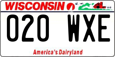 WI license plate 020WXE