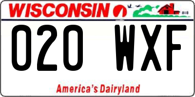WI license plate 020WXF