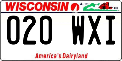 WI license plate 020WXI
