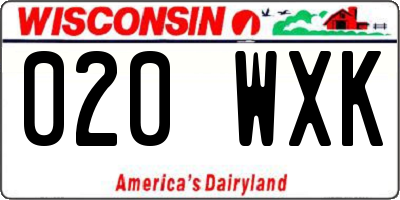 WI license plate 020WXK