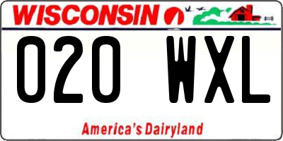 WI license plate 020WXL