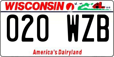 WI license plate 020WZB