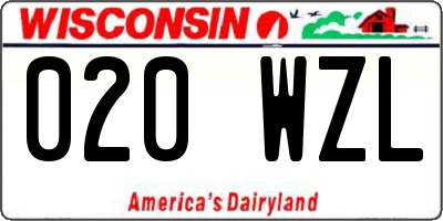 WI license plate 020WZL