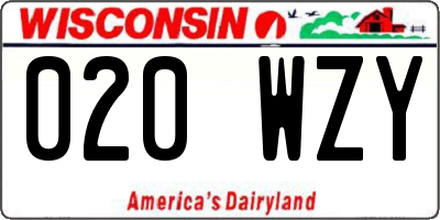 WI license plate 020WZY