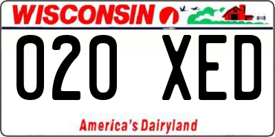 WI license plate 020XED