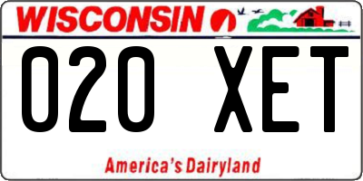 WI license plate 020XET