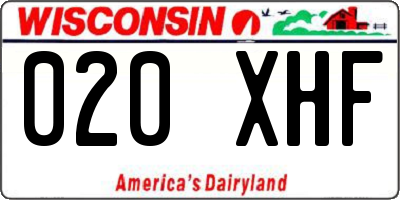 WI license plate 020XHF