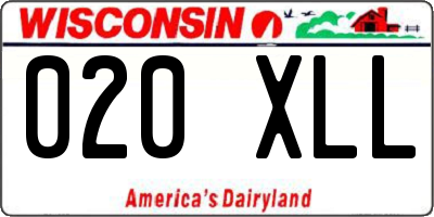 WI license plate 020XLL