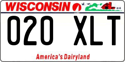 WI license plate 020XLT