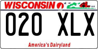 WI license plate 020XLX