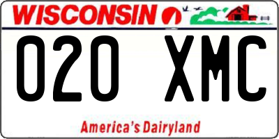 WI license plate 020XMC