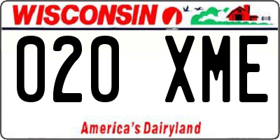 WI license plate 020XME