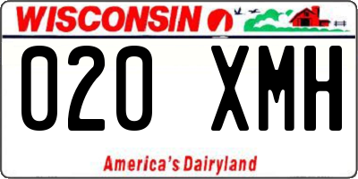 WI license plate 020XMH