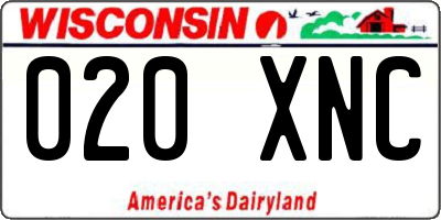 WI license plate 020XNC