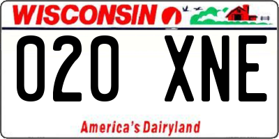 WI license plate 020XNE