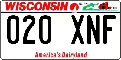 WI license plate 020XNF