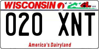 WI license plate 020XNT