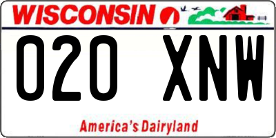 WI license plate 020XNW