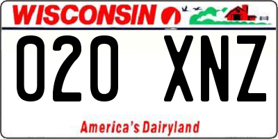 WI license plate 020XNZ