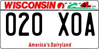 WI license plate 020XOA