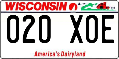 WI license plate 020XOE