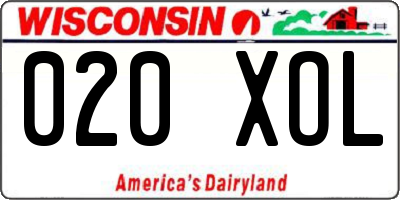 WI license plate 020XOL