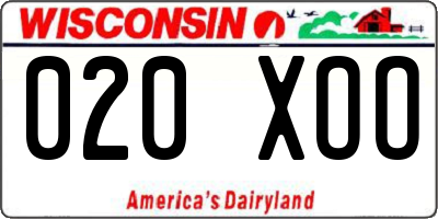WI license plate 020XOO