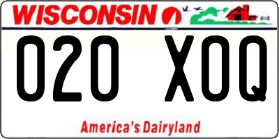 WI license plate 020XOQ